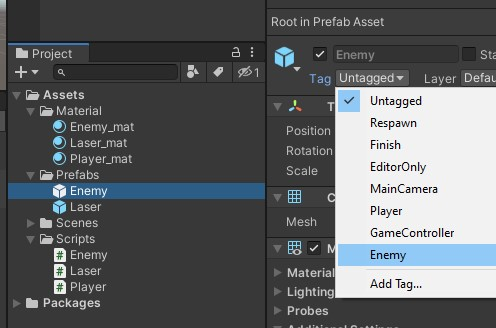 Enemy Tag Enemy from Prefabs